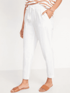 Old Navy High-Waisted Linen-Blend Straight Cropped Pants